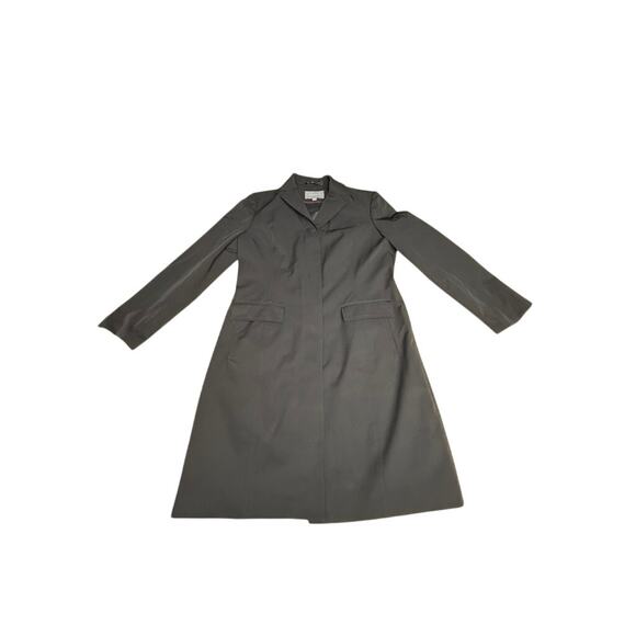 NEW!! "ANN TAYLOR" Black Trench Coat SZ XL 14P Button Up Old Money Classy Goth - Picture 5 of 16